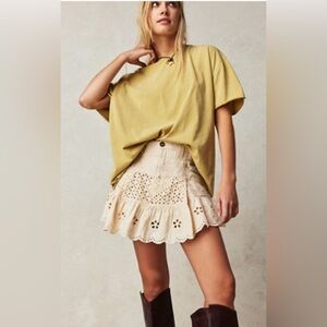 Free People Nina Tee Bitter Oil Yellow Oversized Cotton Top Size S